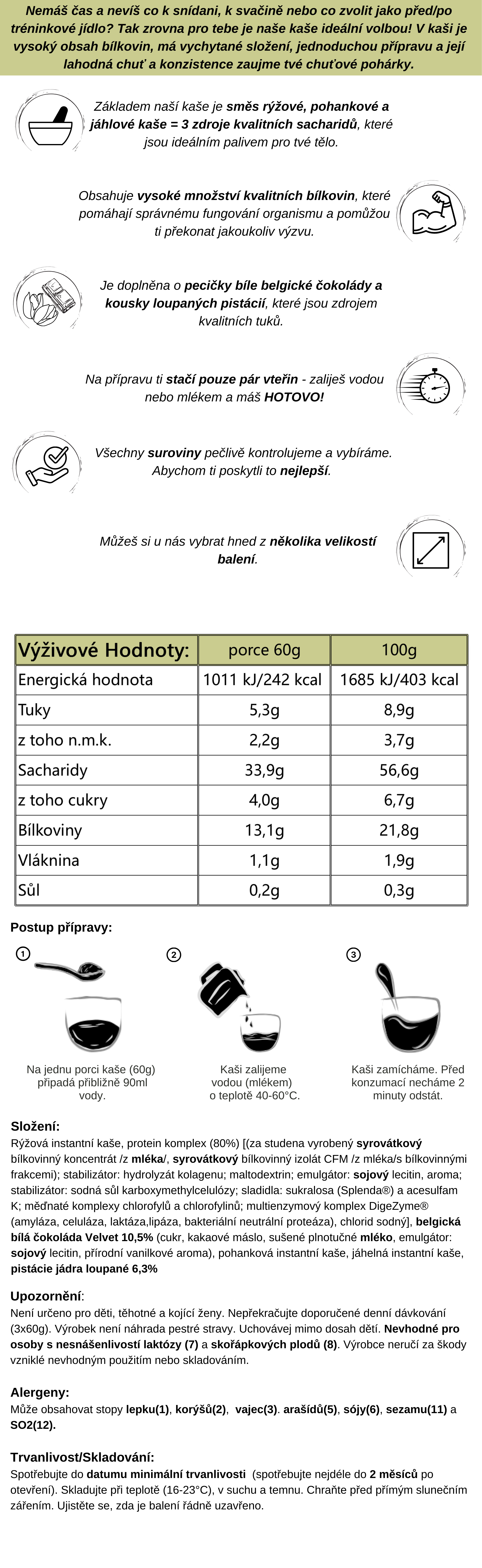 Instantní proteinová kaše s příchutí pistácií a bílé čokolády od Masher